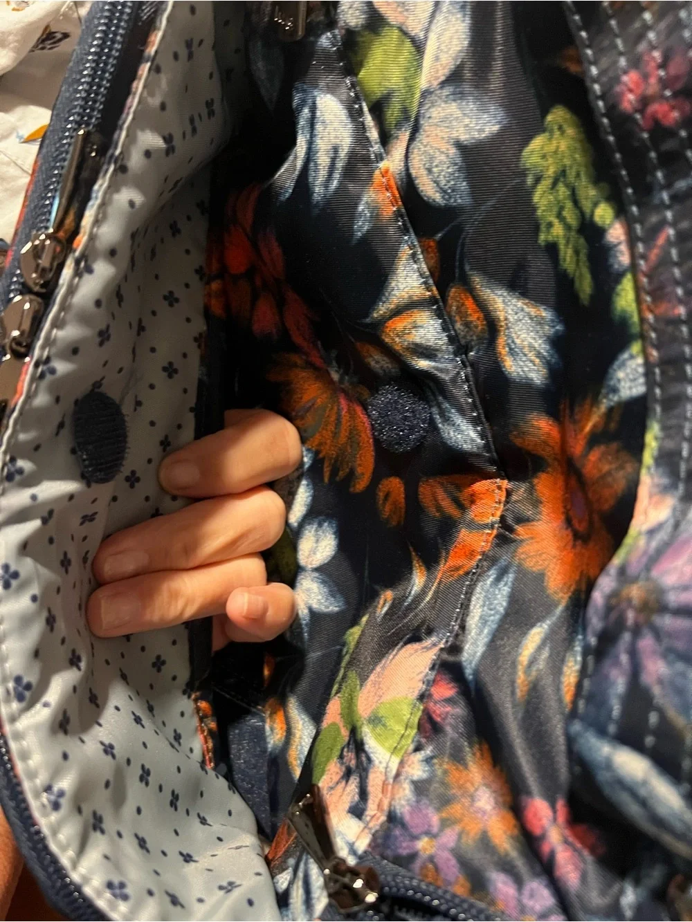 lug Quilted Floral Cosmetic Pouchs (2)in Black with Orange, Purple and Green